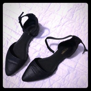Black flats with strap